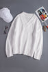 V Neck Drop Shoulder Knitted Sweater
